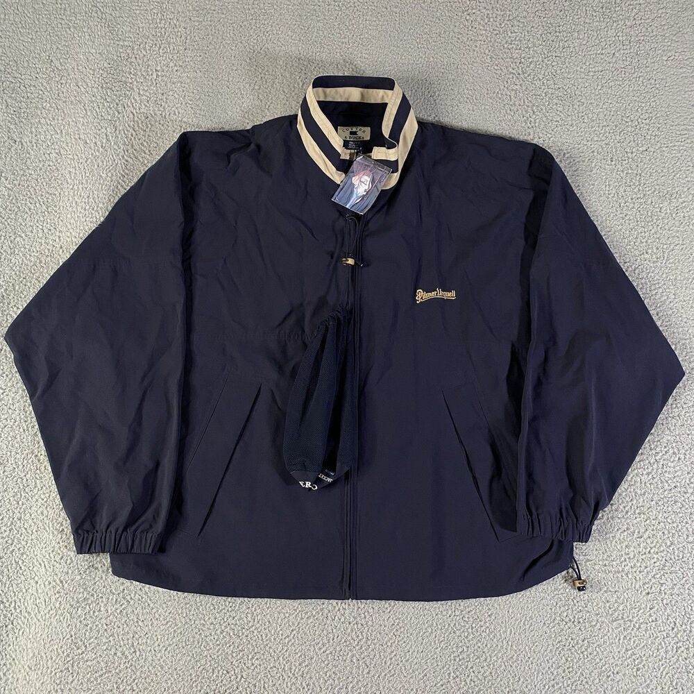 Vintage Pilsner Urquell Jacket Men 2XL XXL Blue Cutter & Buck Zip Oversized Boxy